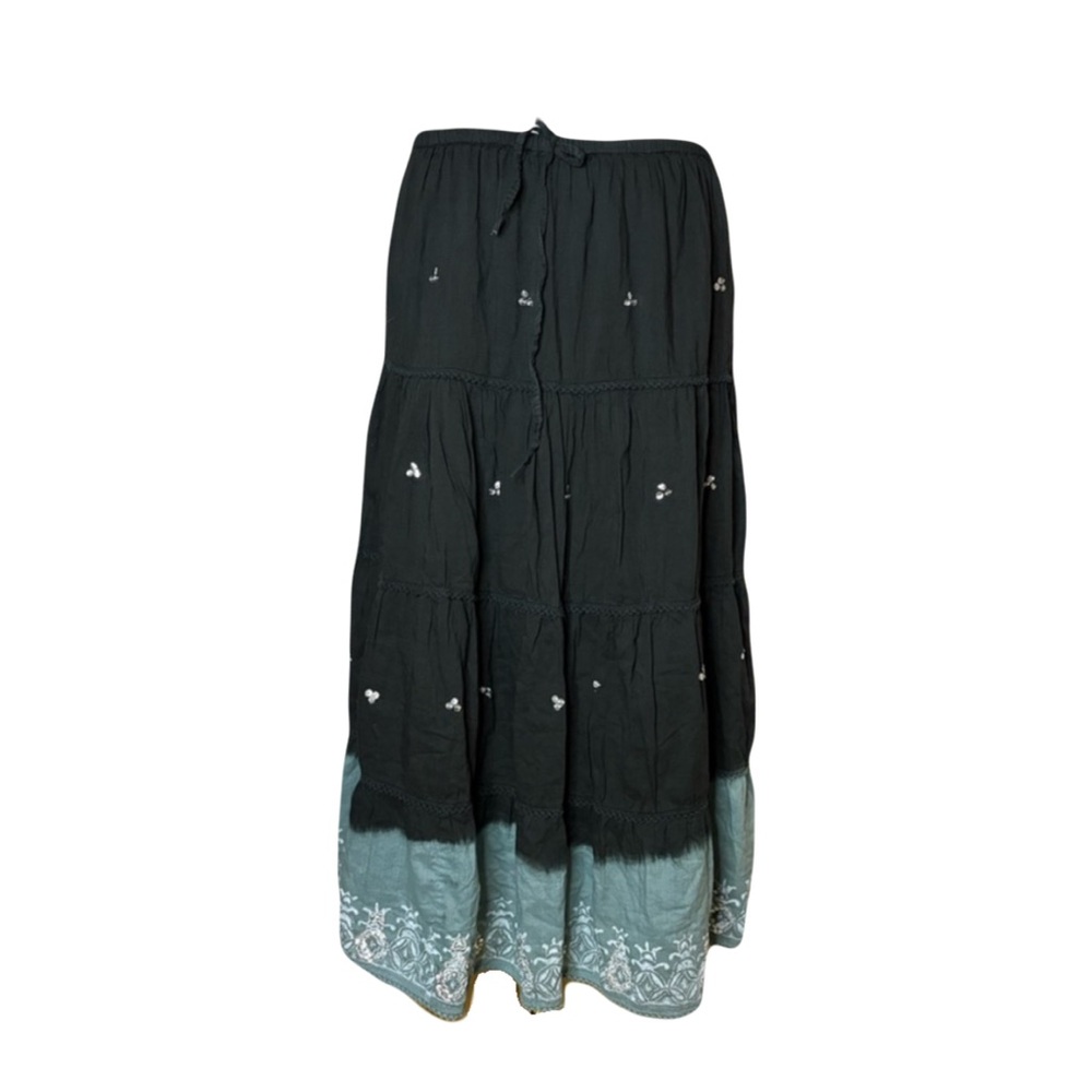 Vintage 90s Snazzie Black & Teal Ombré Skirt with Sequins